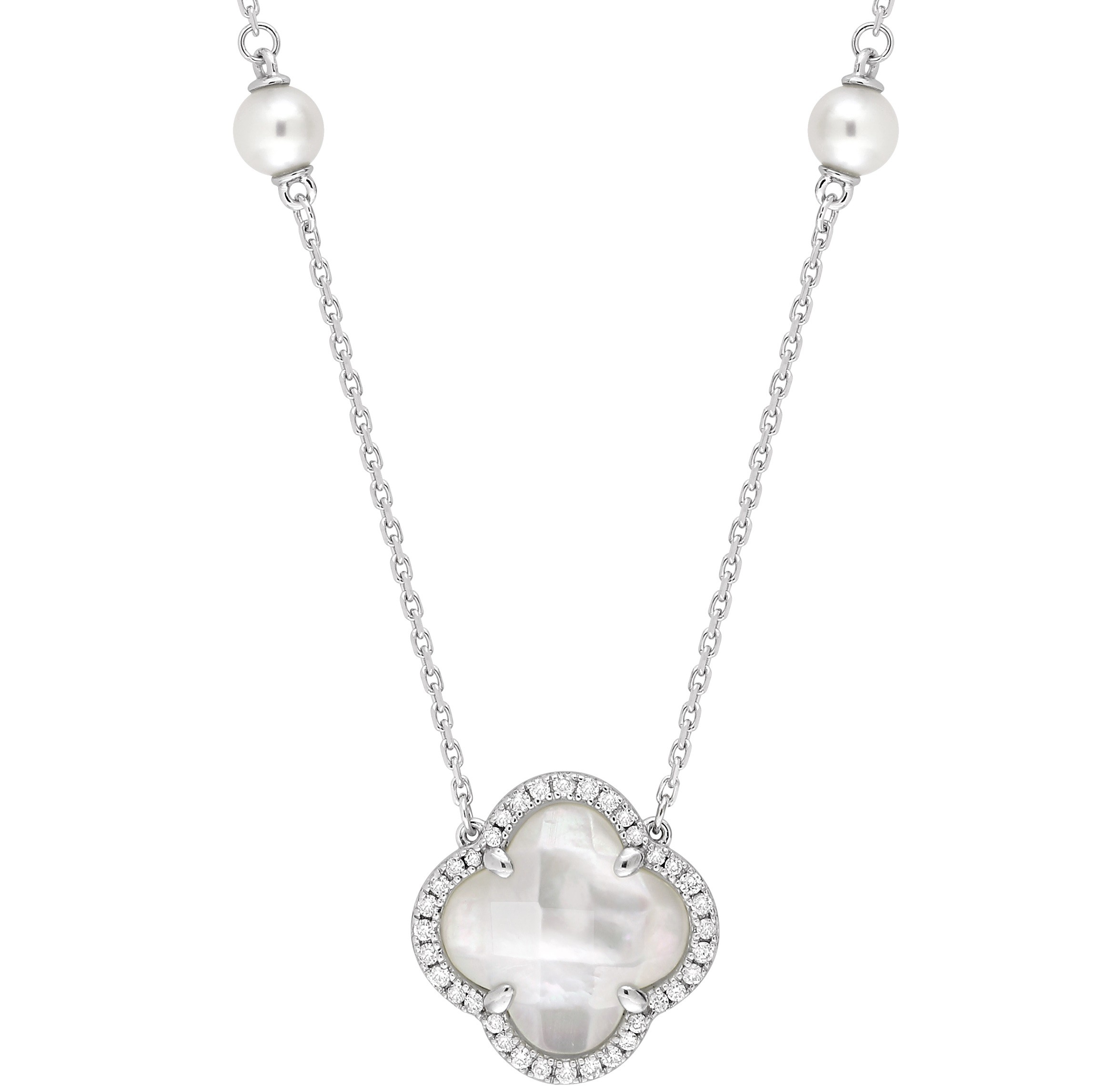 Necklace Morganne Bello Victoria Pearls and White Mother-of-Pearl White Gold