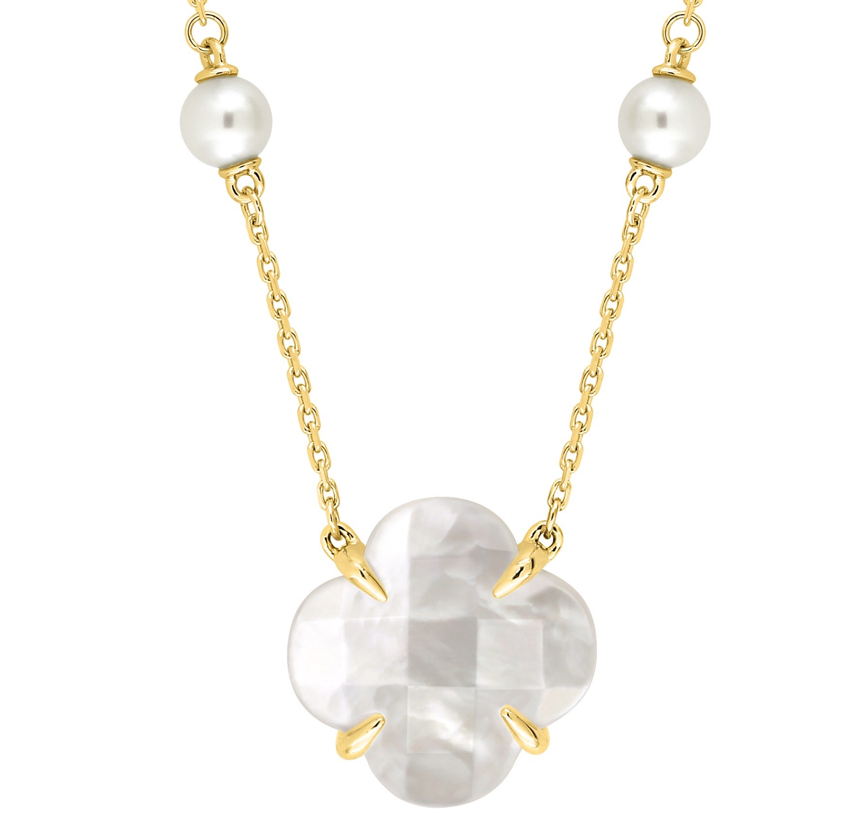 Necklace Morganne Bello Victoria Pearls and White Mother-of-Pearl Yellow Gold