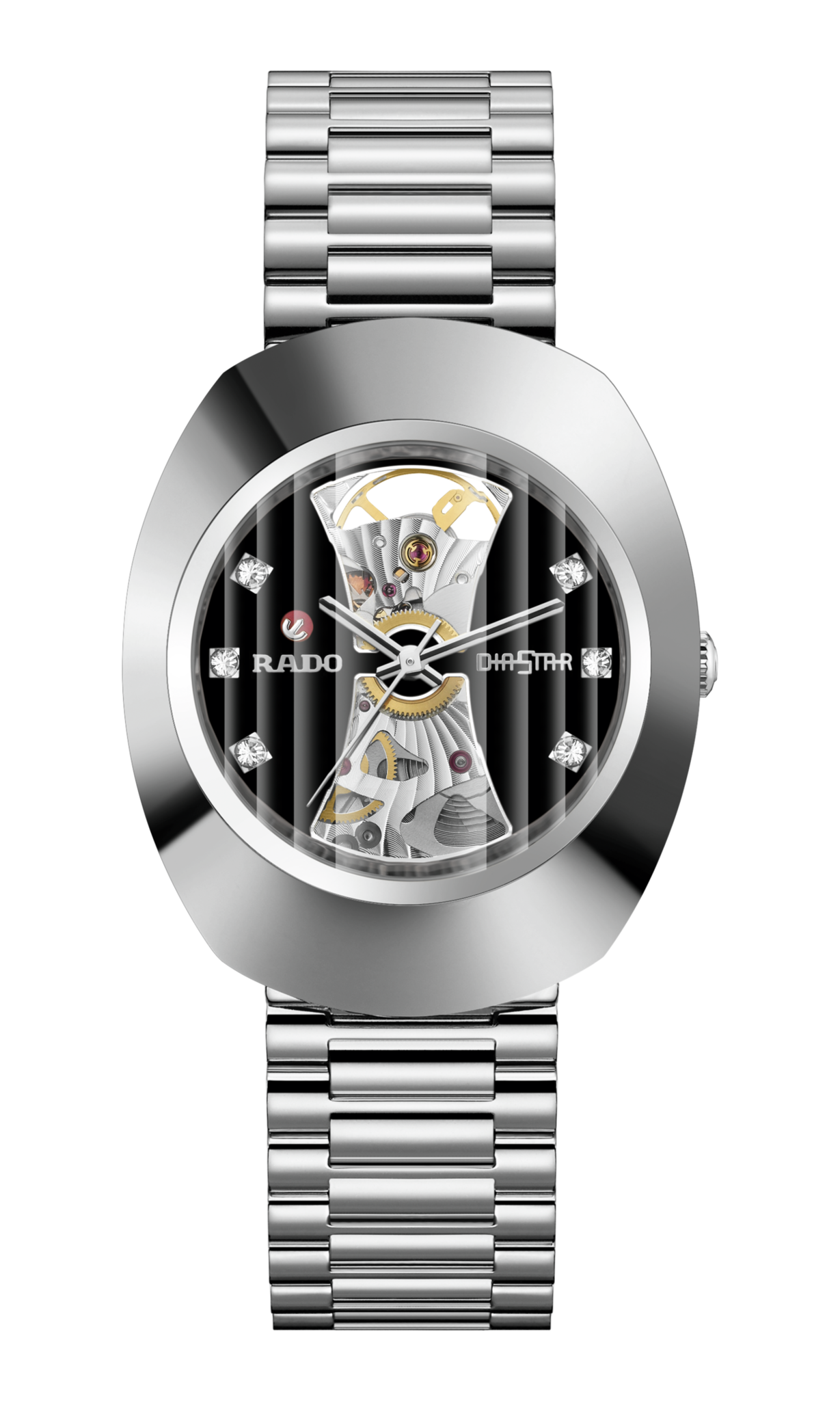 Montre Rado DiaStar Original Open Heart Auto Cadran Noir Bracelet Acier 35MM