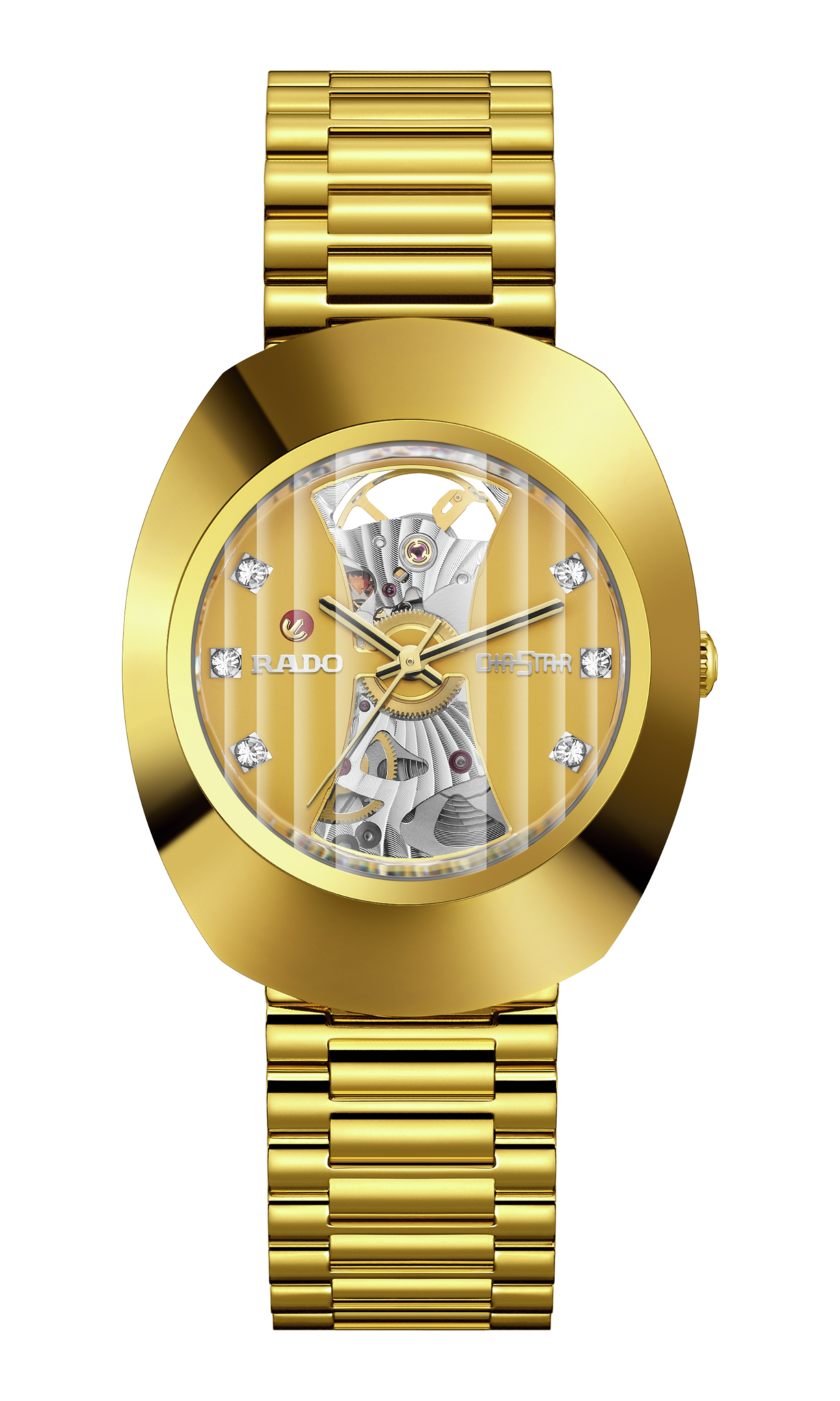 Montre Rado DiaStar Original Open Heart Auto Cadran Doré Bracelet Acier 35MM