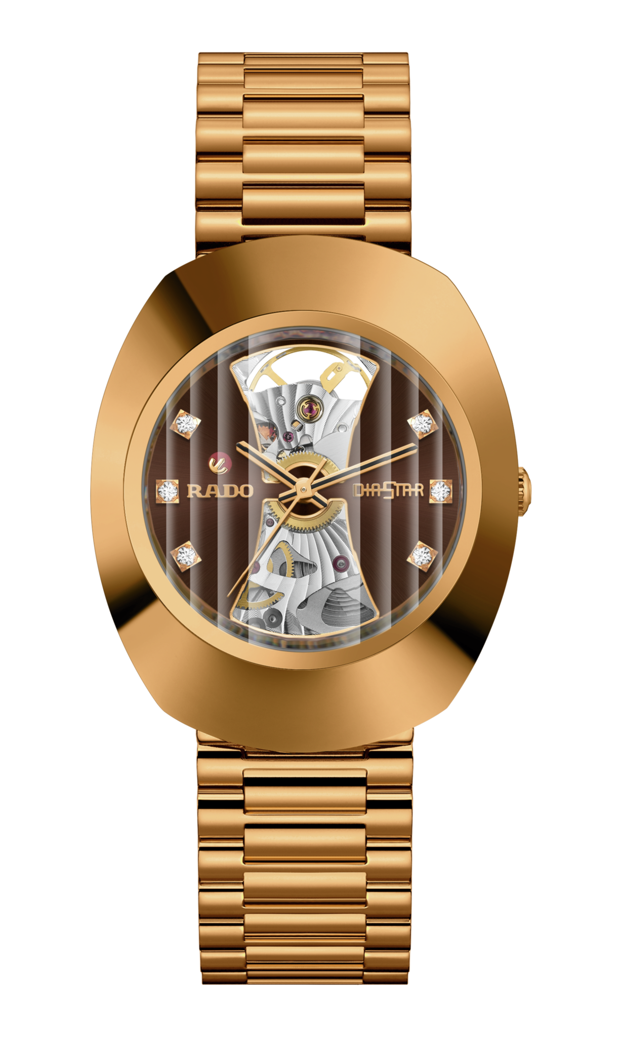 Montre Rado DiaStar Original Open Heart Auto Cadran Brun Bracelet Acier 35MM