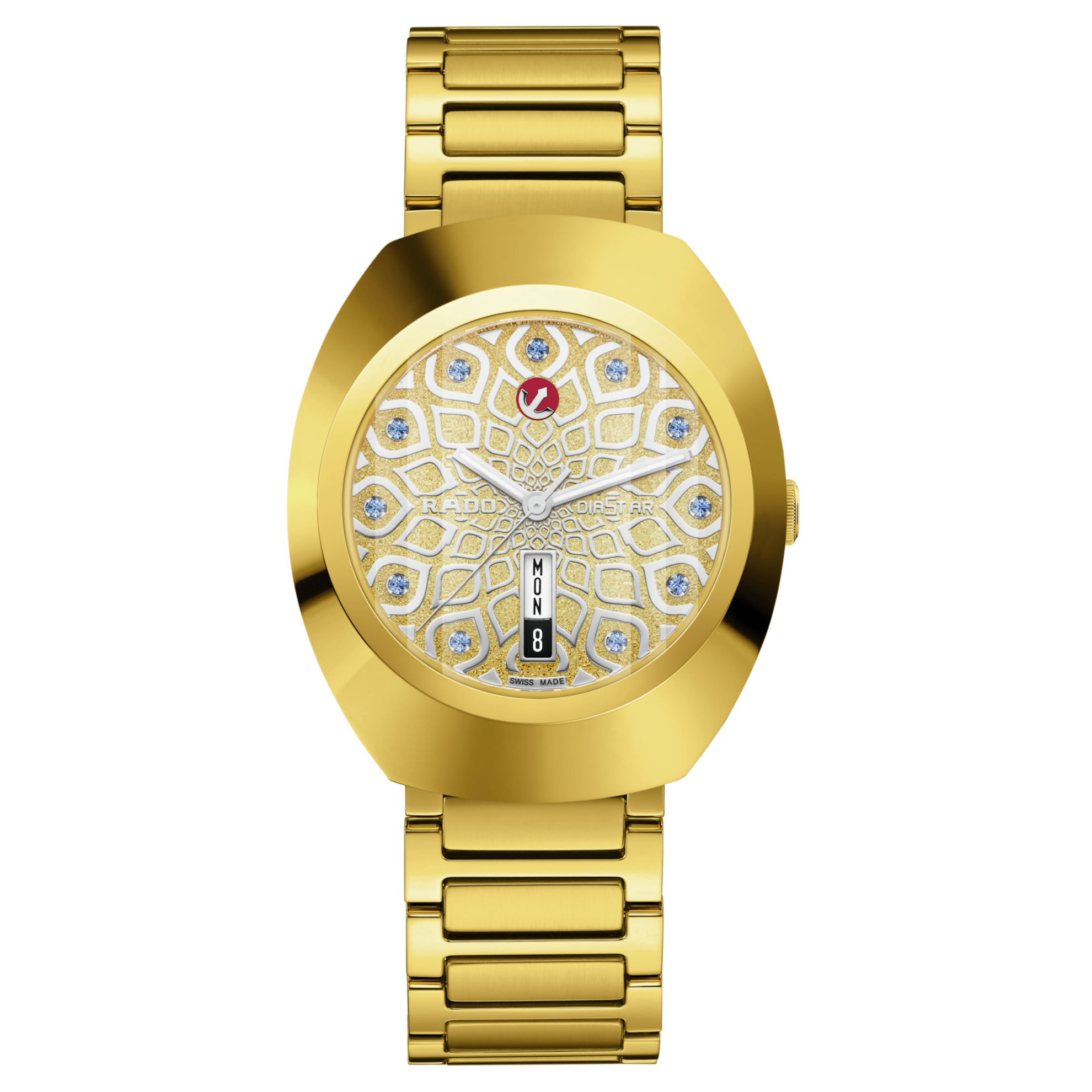 Rado DiaStar Original Automatic Watch Gold Dial Steel Bracelet 38MM