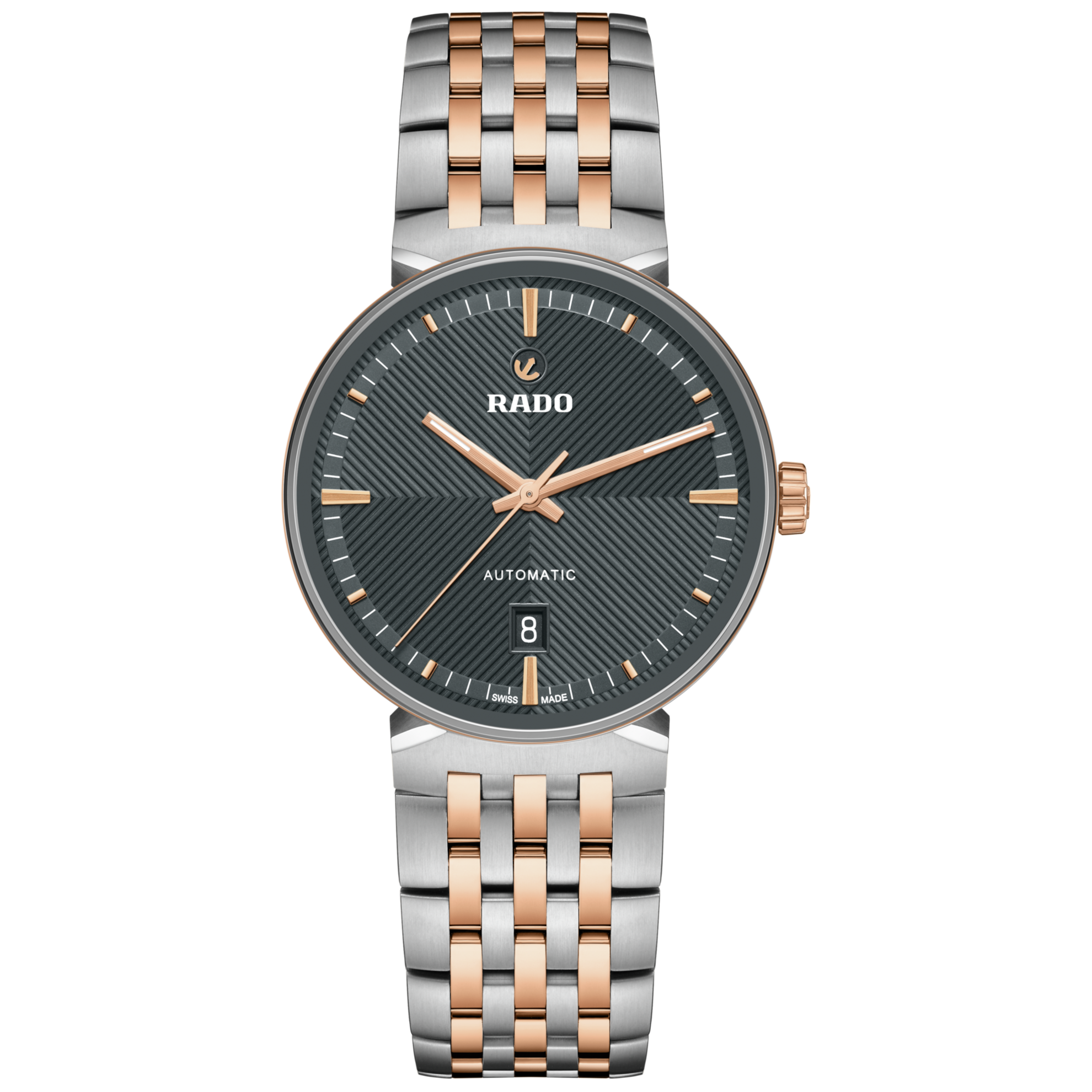 Rado Florence Auto Watch Gray Black Dial Steel Bracelet 39MM