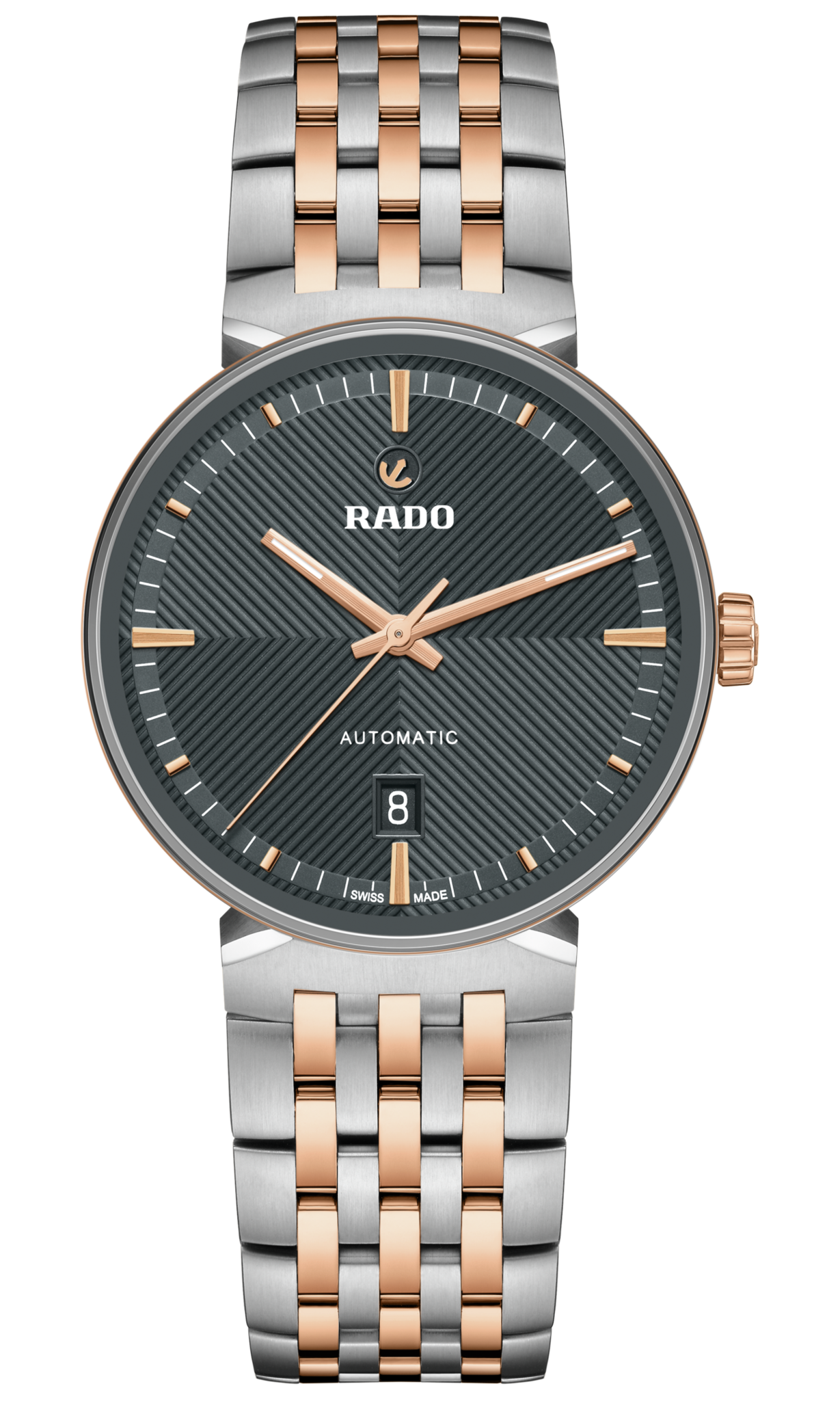 Rado Florence Auto Watch Gray Black Dial Steel Bracelet 39MM