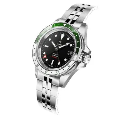 Montre Yema Superman GMT Auto Vert Cadran Noir Bracelet Acier 39MM