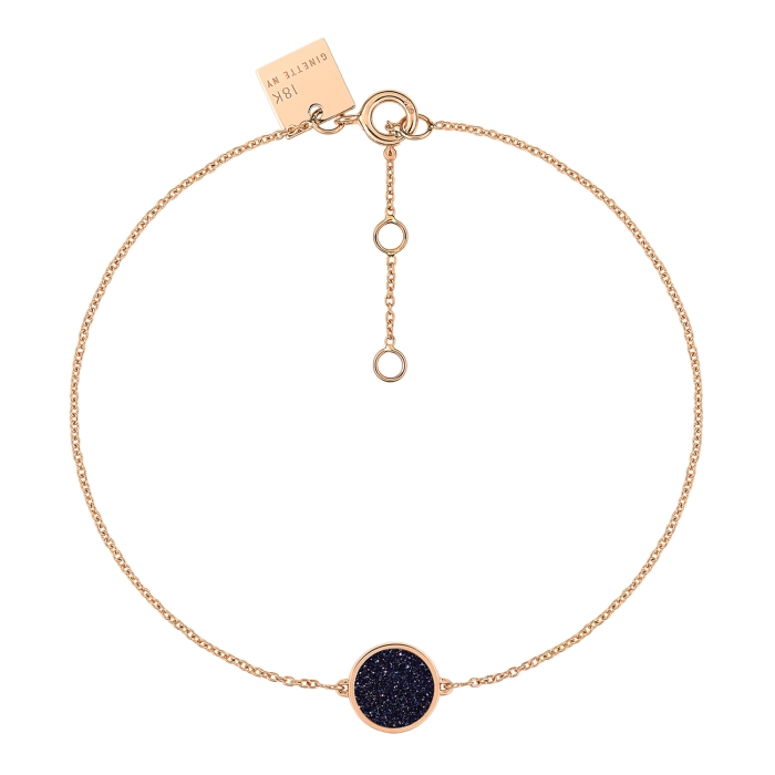 Bracelet Ginette NY Midnight Mini Ever Blue Sandstone Disc Rose Gold