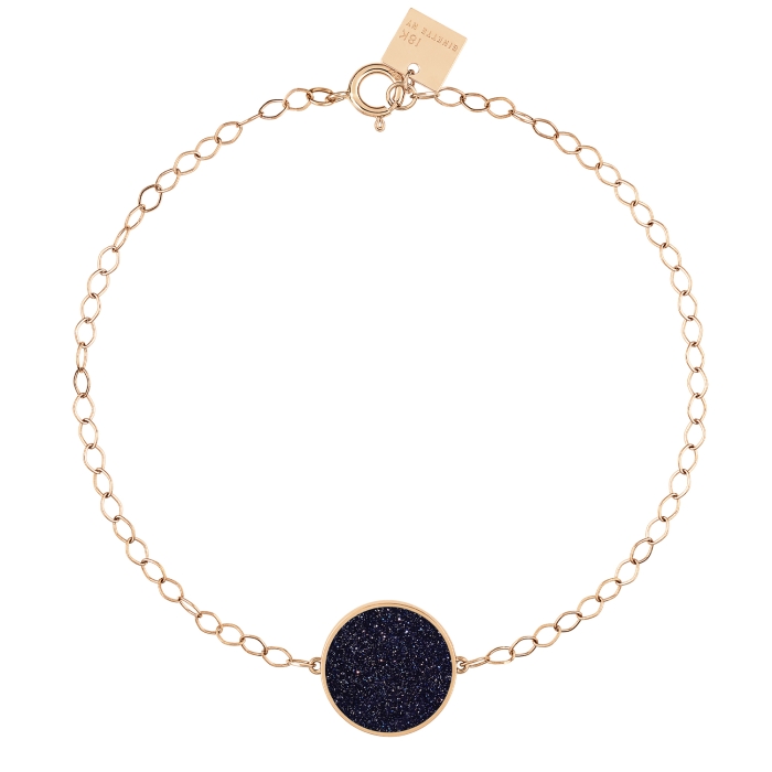 Bracelet Ginette NY Midnight Ever Blue Sandstone Disc Rose Gold