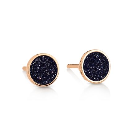 Boucles d'Oreilles Ginette NY Ever Blue Sandstone Disc Stud Or Rose