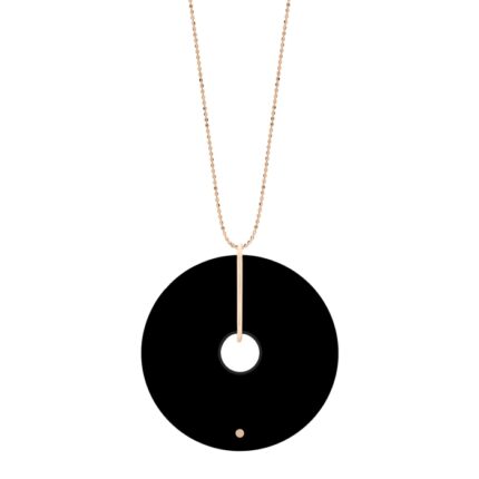 Collier Ginette NY Donut Onyx On Chain Or Rose