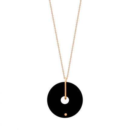 Collier Ginette NY Mini Donut Onyx On Chain Or Rose