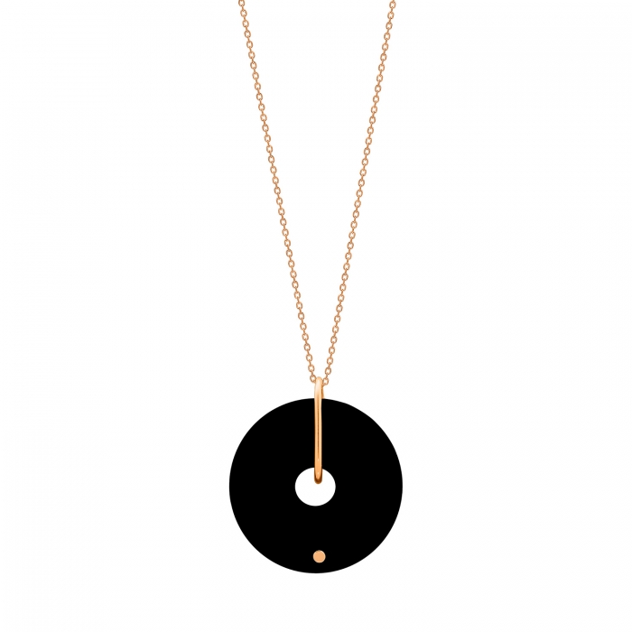 Collier Ginette NY Mini Donut Onyx On Chain Or Rose