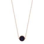 Collier Ginette NY Midnight Mini Ever Blue Sandstone Disc on Chain Or Rose