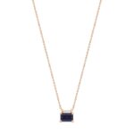 Collier Ginette NY Midnight Mini Blue Sandstone on Chain Or Rose