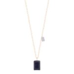 Collier Ginette NY Duo Midnight Diamond & Blue Sandstone on Chain Or Rose