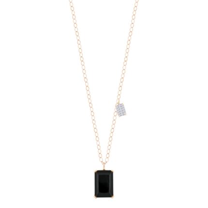 Necklace Ginette NY Duo Midnight Diamond &amp; Onyx on Chain Rose Gold