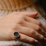 Bague Ginette NY Blue Sandstone Baby Disc Ring Or Rose