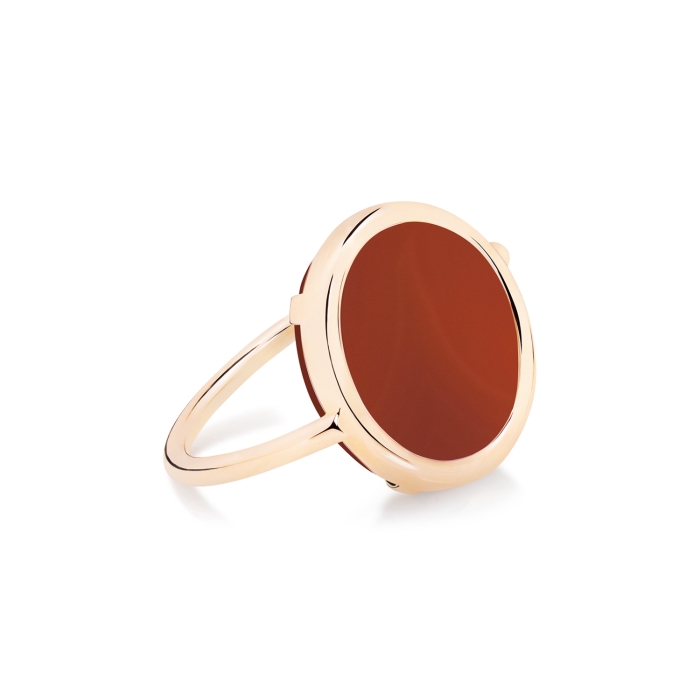 Bague Ginette NY Red Agate Baby Disc Ring Or Rose