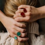 Bague Ginette NY Malachite Baby Disc Ring Or Rose