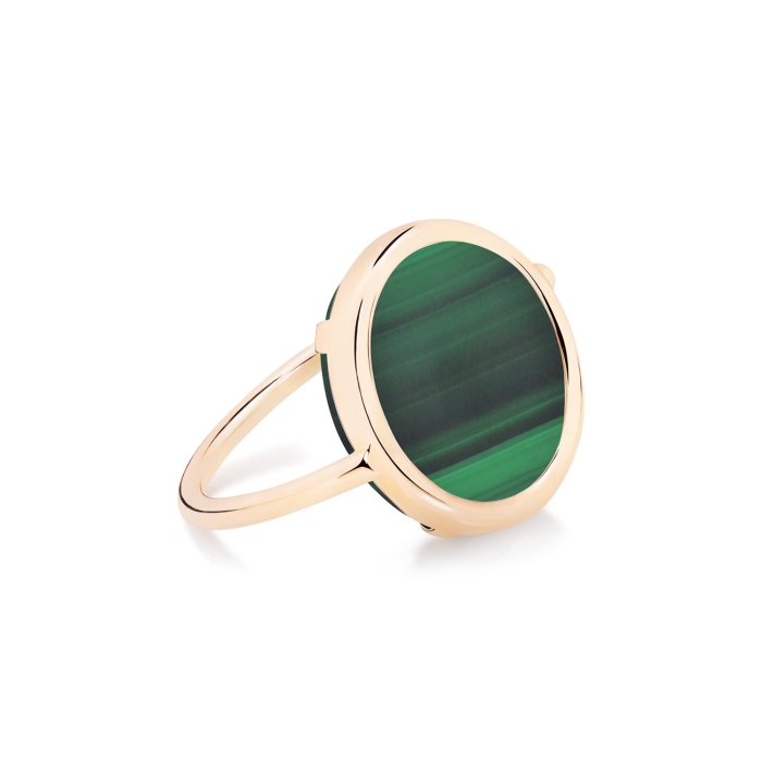 Bague Ginette NY Malachite Baby Disc Ring Or Rose