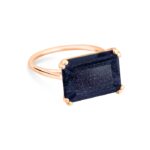 Bague Ginette NY Midnight Horizontal Blue Sandstone Ring Or Rose