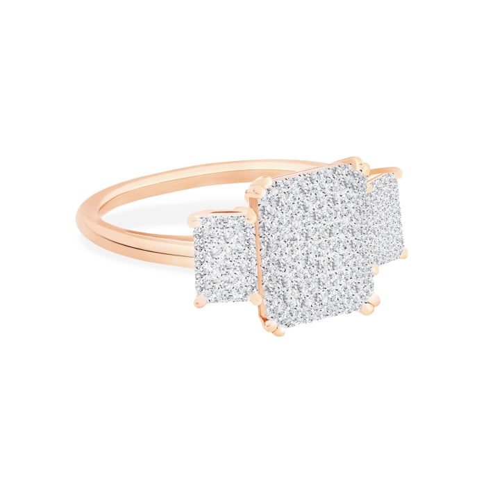 Ginette NY Midnight Diamond Trio Ring Rose Gold