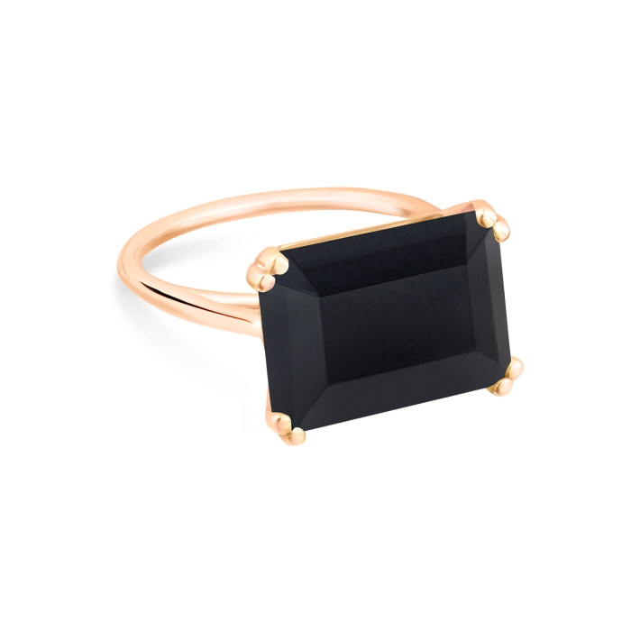 Ginette NY Midnight Horizontal Onyx Ring Rose Gold