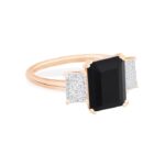 Bague Ginette NY Midnight Diamond & Onyx Ring Or Rose