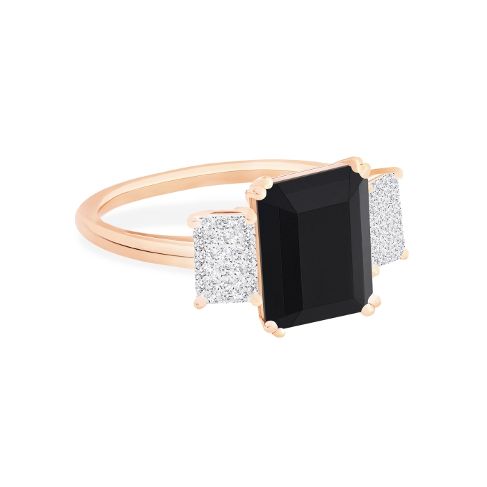 Ginette NY Midnight Diamond &amp; Onyx Ring Rose Gold