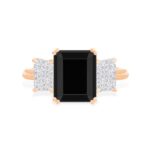 Bague Ginette NY Midnight Diamond & Onyx Ring Or Rose