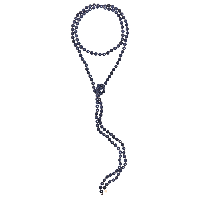 Sautoir Ginette NY Midnight Blue Sandstone Bead Rose Gold