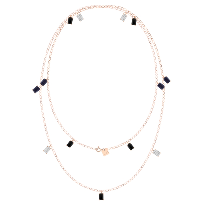 Ginette NY Midnight 3 Stone Rose Gold Necklace