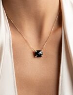 Collier Morganne Bello Friandise Onyx Coussin + Diamants Or Jaune