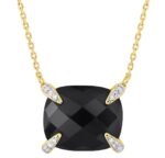 Collier Morganne Bello Friandise Onyx Coussin + Diamants Or Jaune