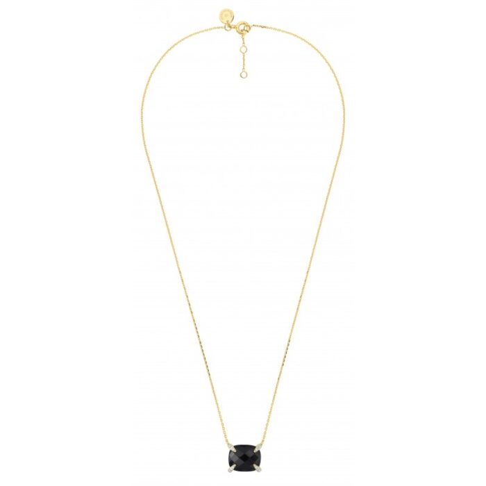 Collier Morganne Bello Friandise Onyx Coussin + Diamants Or Jaune