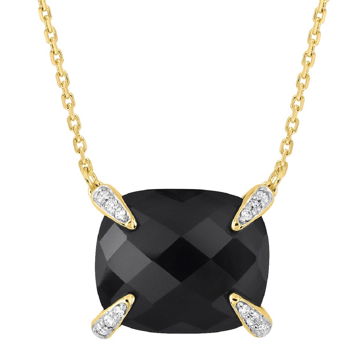 Morganne Bello Friandise Onyx Cushion Necklace + Yellow Gold Diamonds