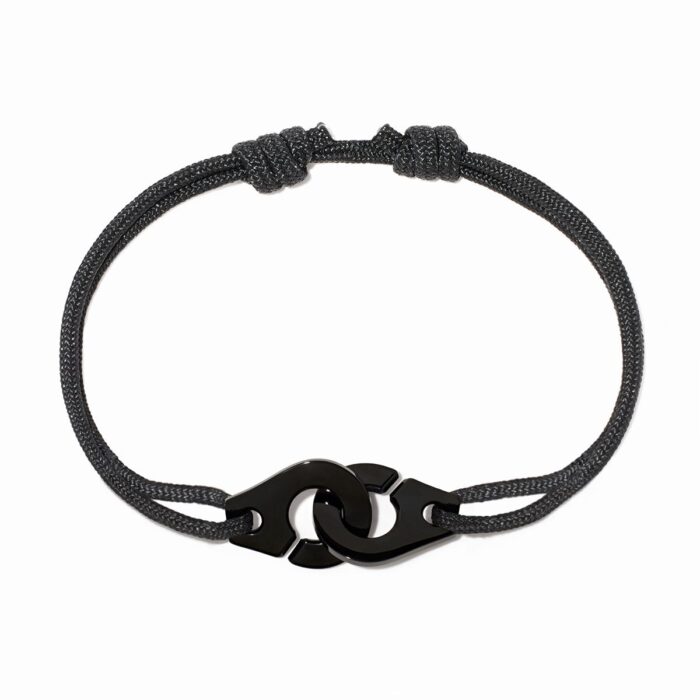 Bracelet Dinh Van Menottes R12 Sur Cordon Titane Noir