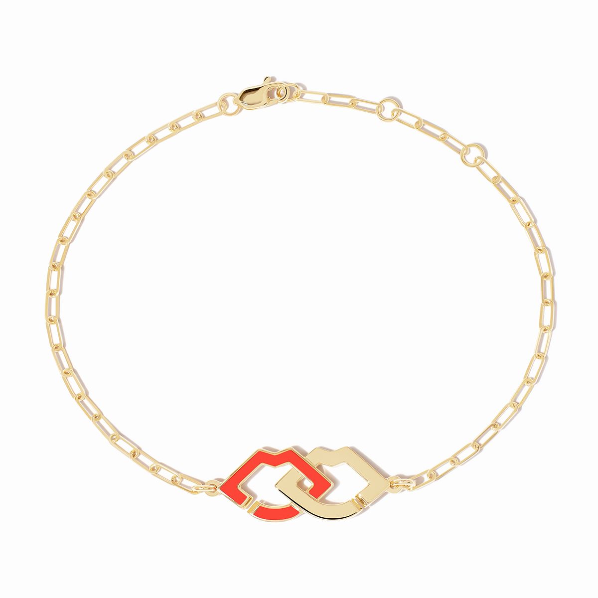 Dinh Van 2 Lips Bracelet  on Yellow Gold Chain