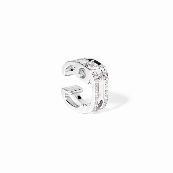 Mono Bague D’oreille Dinh Van Le Cube Diamant Grand Modèle Pavée Diamants Or Blanc