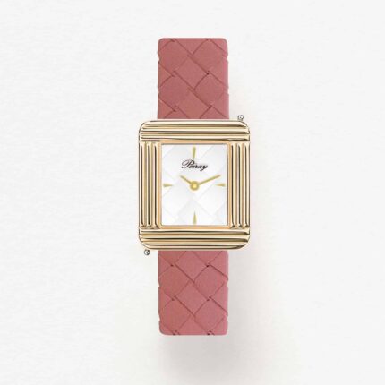 Montre Poiray Ma Première Or Jaune & Acier Cadran Blanc Tressé Bracelet Cuir