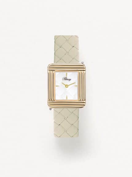 Poiray Ma Première Yellow Gold &amp; Steel Braided White Dial Leather Bracelet Watch