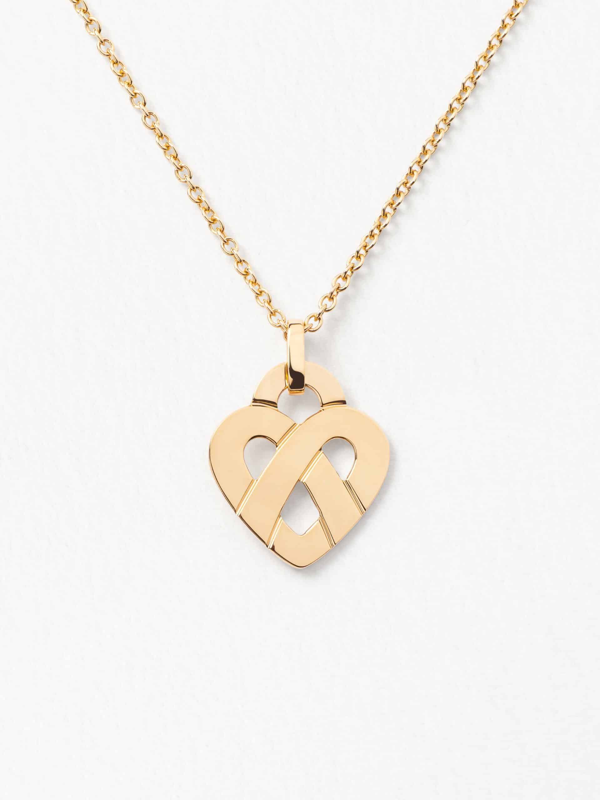 Pendentif Poiray Coeur Entrelacé Or Jaune Moyen Modèle