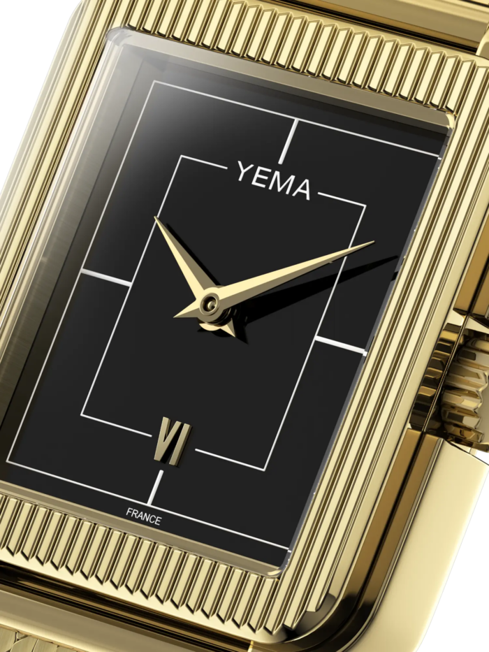 Montre Yema Radiance Quartz Cadran Noir Bracelet Acier + Cuir 30MM