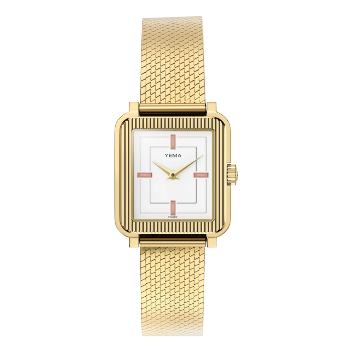 Montre Yema Radiance Quartz Cadran Blanc Bracelet Acier + Cuir 30MM