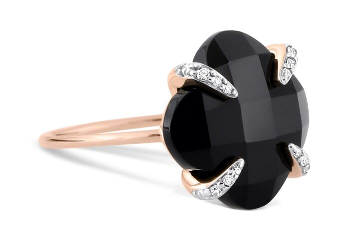 Bague Morganne Bello Victoria Lys Onyx Diamants Or Rose