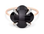 Bague Morganne Bello Victoria Lys Onyx Diamants Or Rose