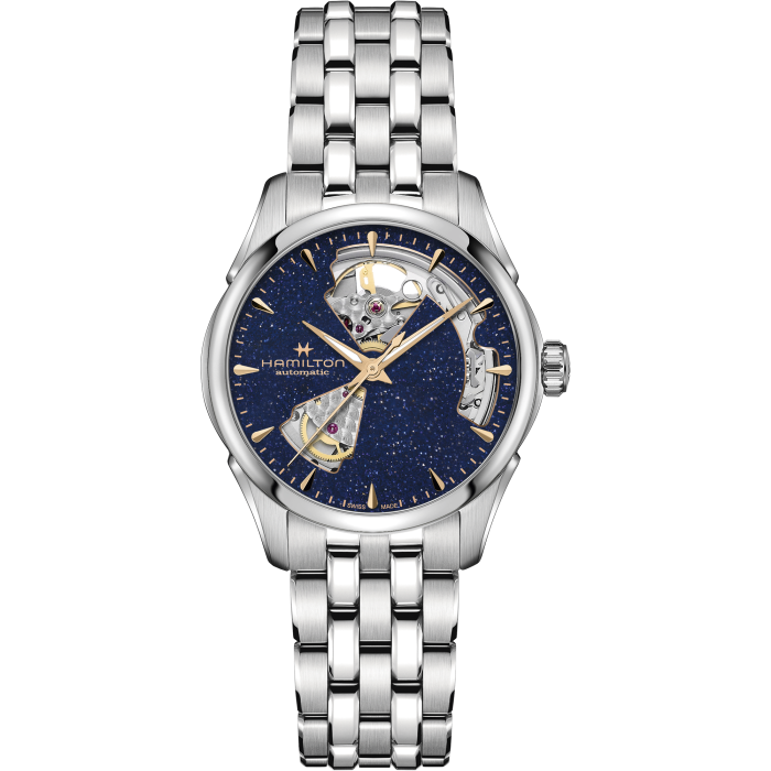 Hamilton Jazzmaster Open Heart Auto Watch Blue Dial Steel Bracelet 36MM