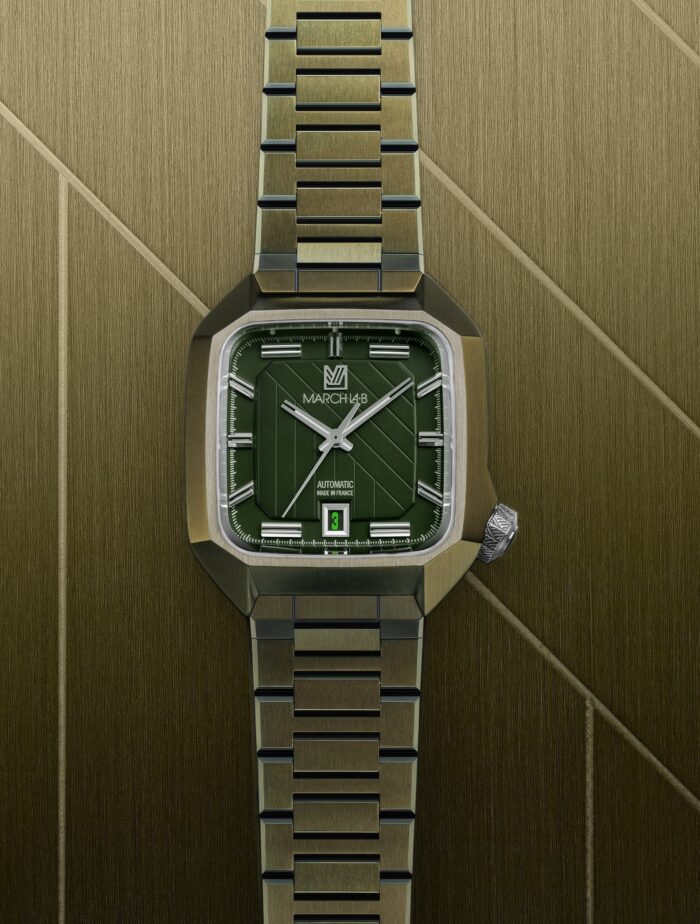 Montre MARCH LA.B AM2 Slim Auto Corporate Cadran Vert Bracelet Acier 36MM