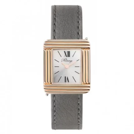 Montre Poiray Ma Première Or Rose Cadran Argenté Bracelet Cuir