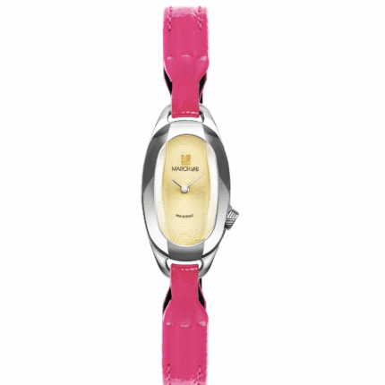 Montre MARCH LA.B Oblongue Quartz Cadran Doré Bracelet Acier et Cuir
