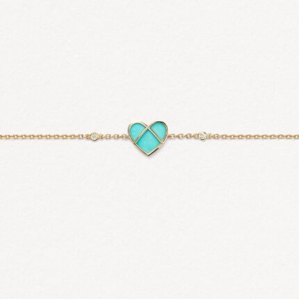 Bracelet Poiray L'attrape-cœur Turquoise Or Jaune